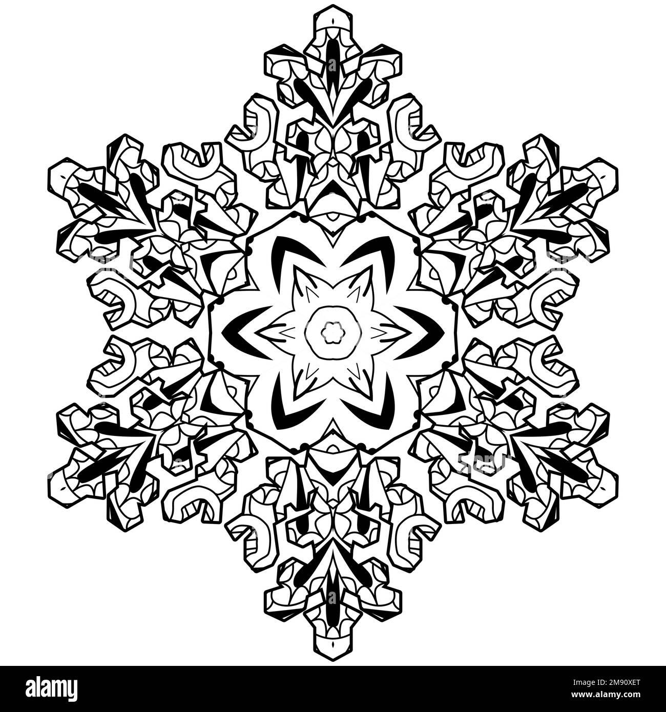 Snowflake winter icon silhouette on white background for coloring Stock ...