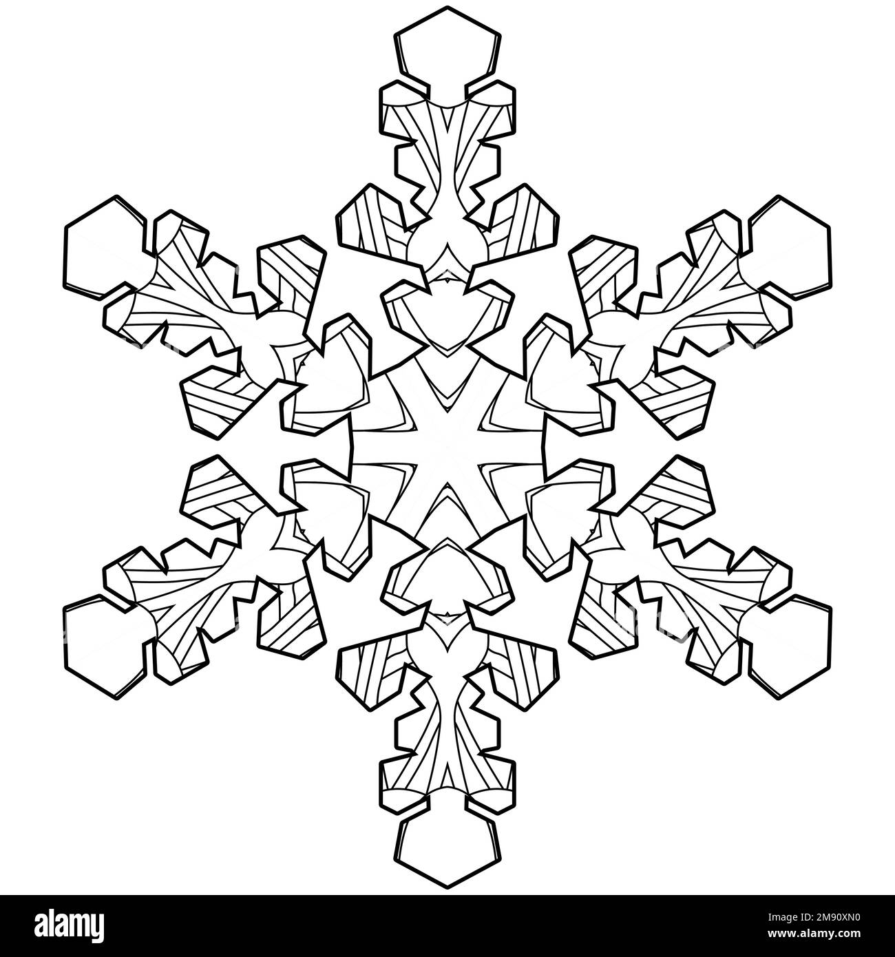 Snowflake winter icon silhouette on white background for coloring Stock ...