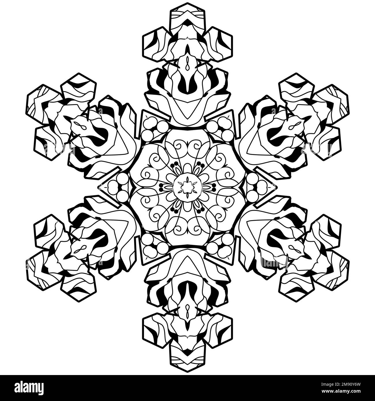 Snowflake winter icon silhouette on white background for coloring Stock ...
