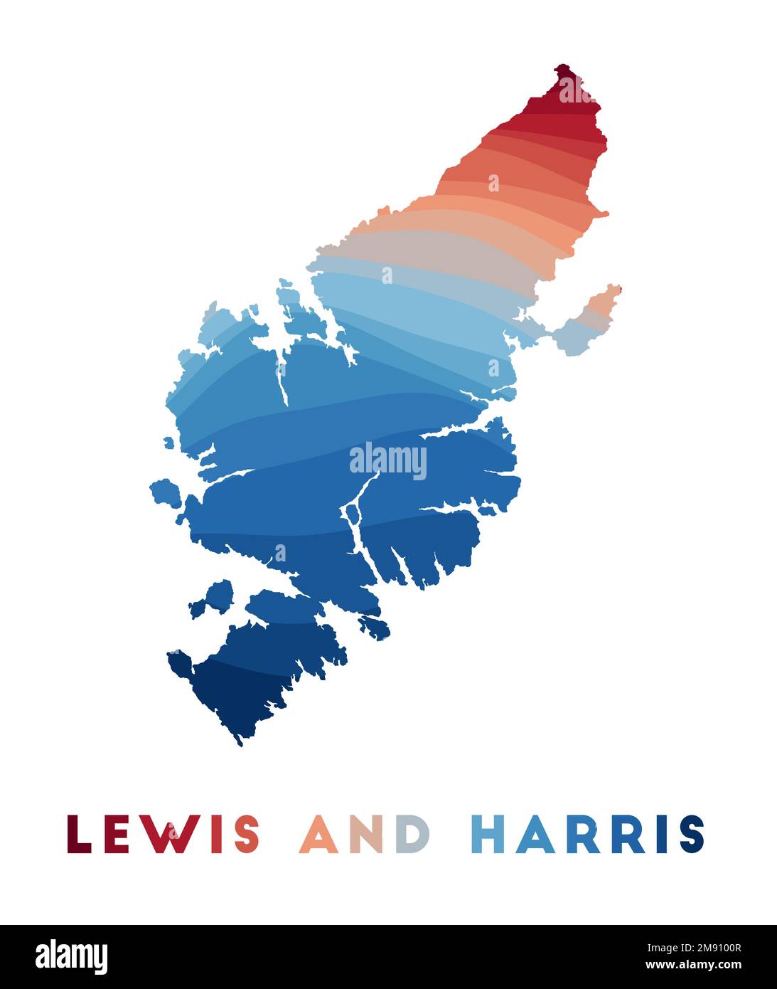 Lewis and Harris map. Map of the island with beautiful geometric waves