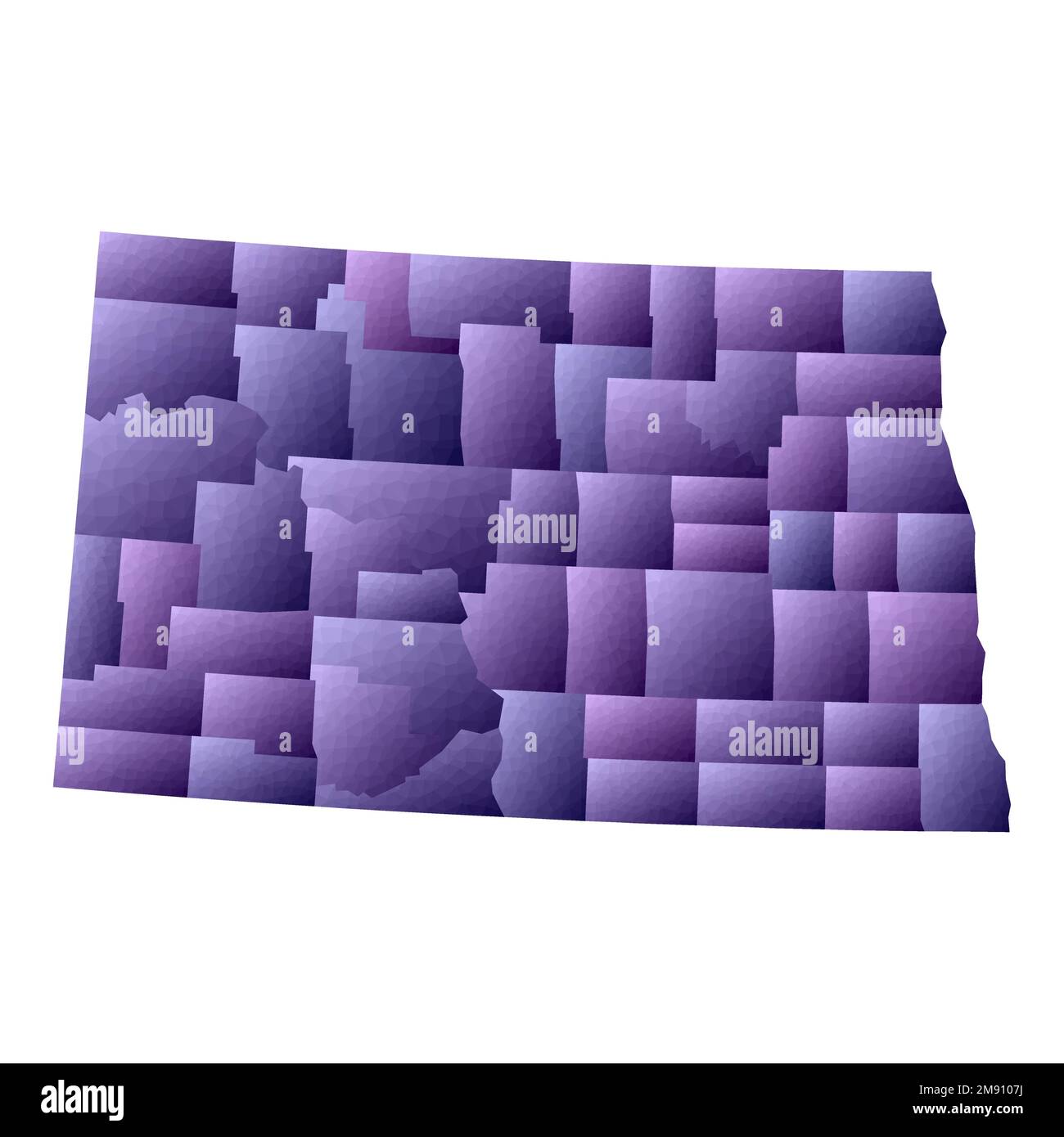 North Dakota Map Geometric Style Us State Outline With Counties Curious Violet Vector 4747