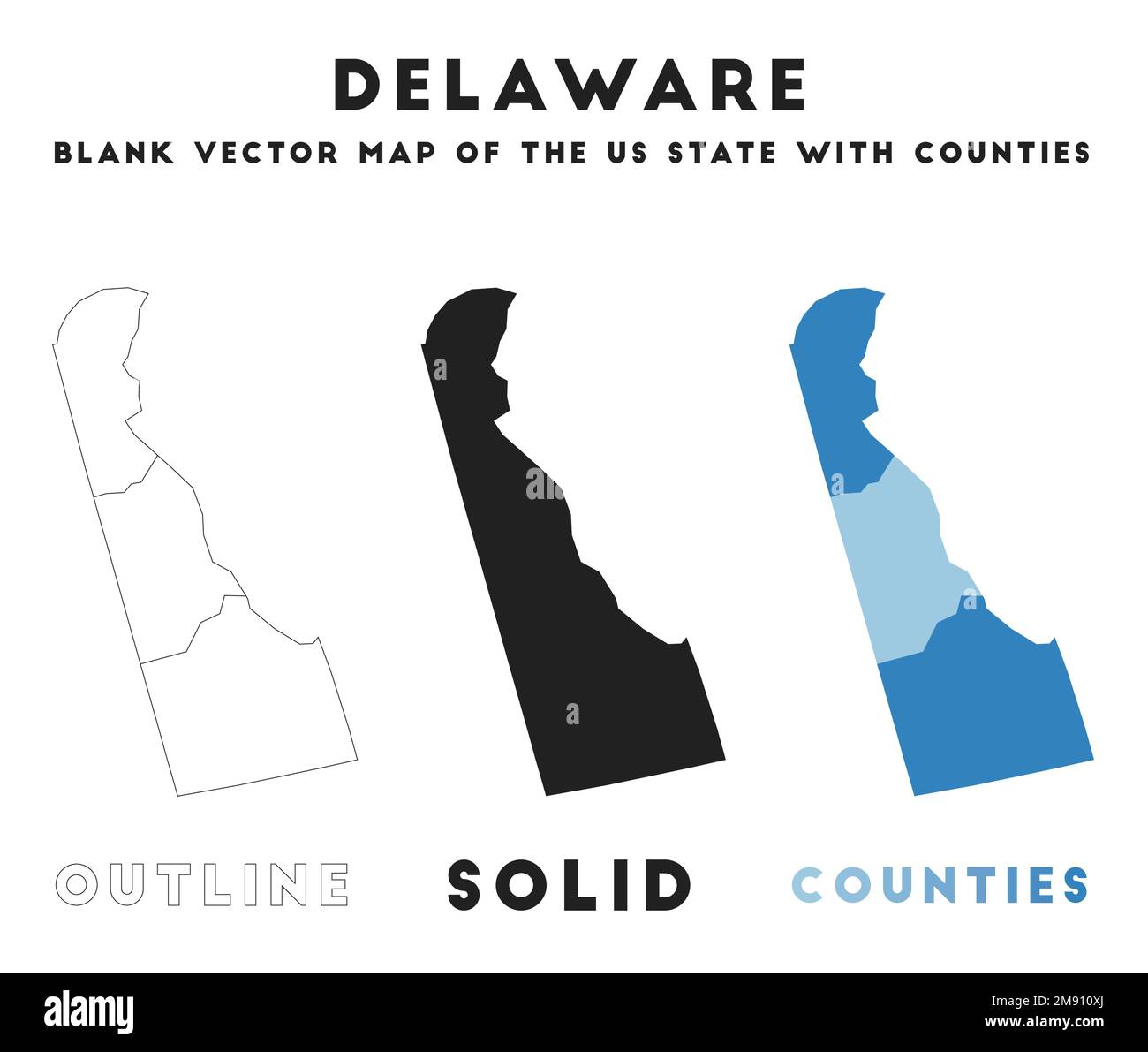 Delaware map. Borders of Delaware for your infographic. Vector us state