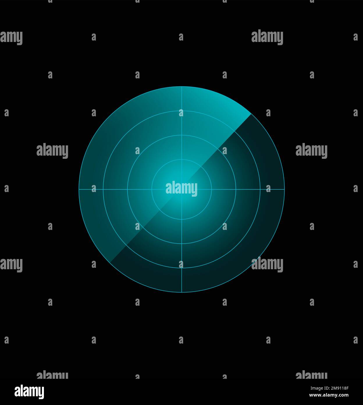 Round scanning radar. Digital terrain detect and military search Stock Vector