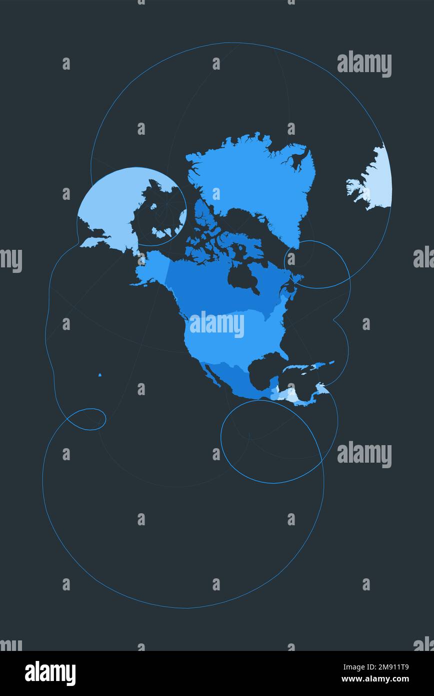 World Map Modified Stereographic Projection For The United States World Map Modified Stereographic Projection For The United States Including Alaska And Hawaii Futuristic World Illustration For Your Infographic 2M911T9 