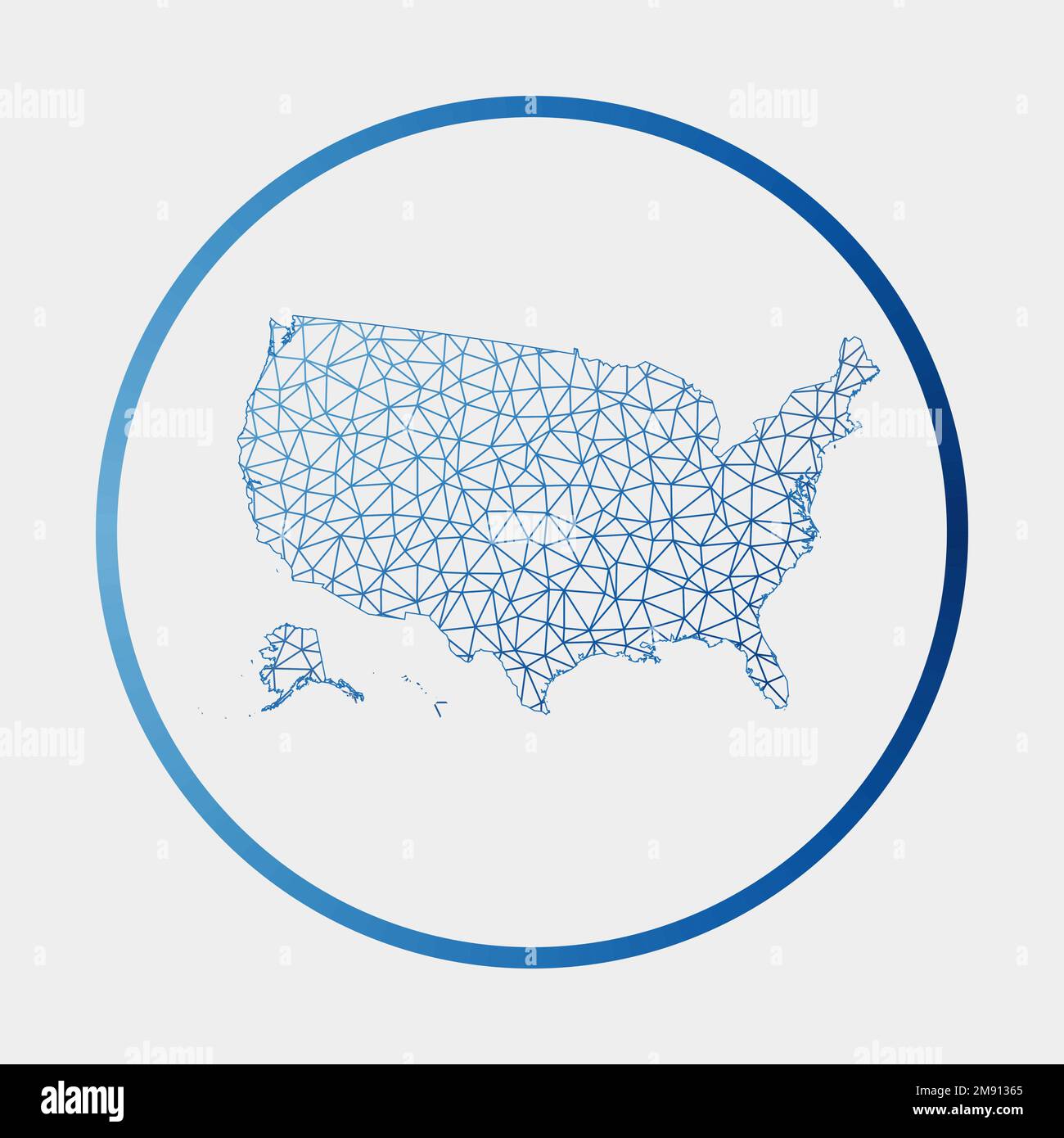 USA icon. Network map of the country. Round USA sign with gradient ring ...