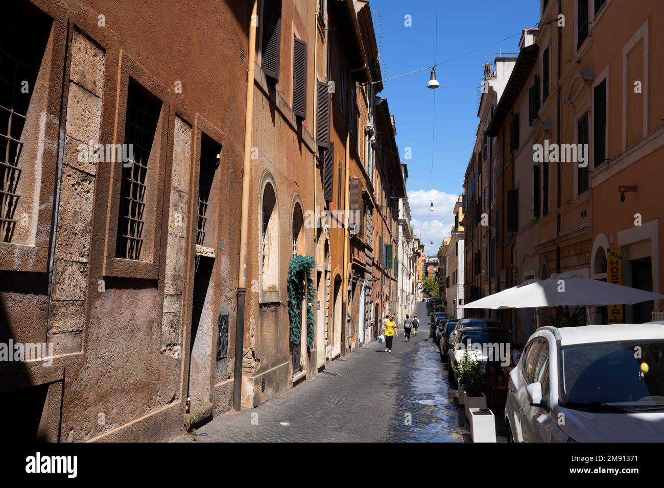 City of Rome in Italy, Vicolo del Farinone narrow street in