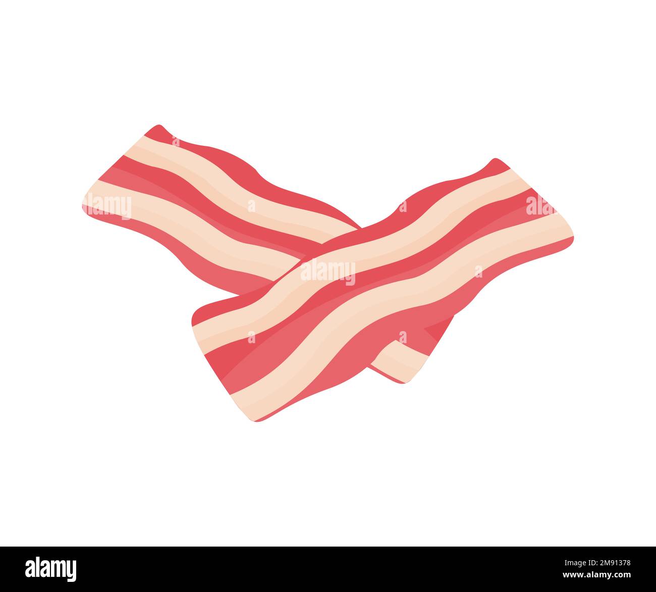 Bacon strips realistic food logo design. Traditional breakfast ingredient, cured pork meat vector design and illustration. Cooked Bacon Strips vector. Stock Vector