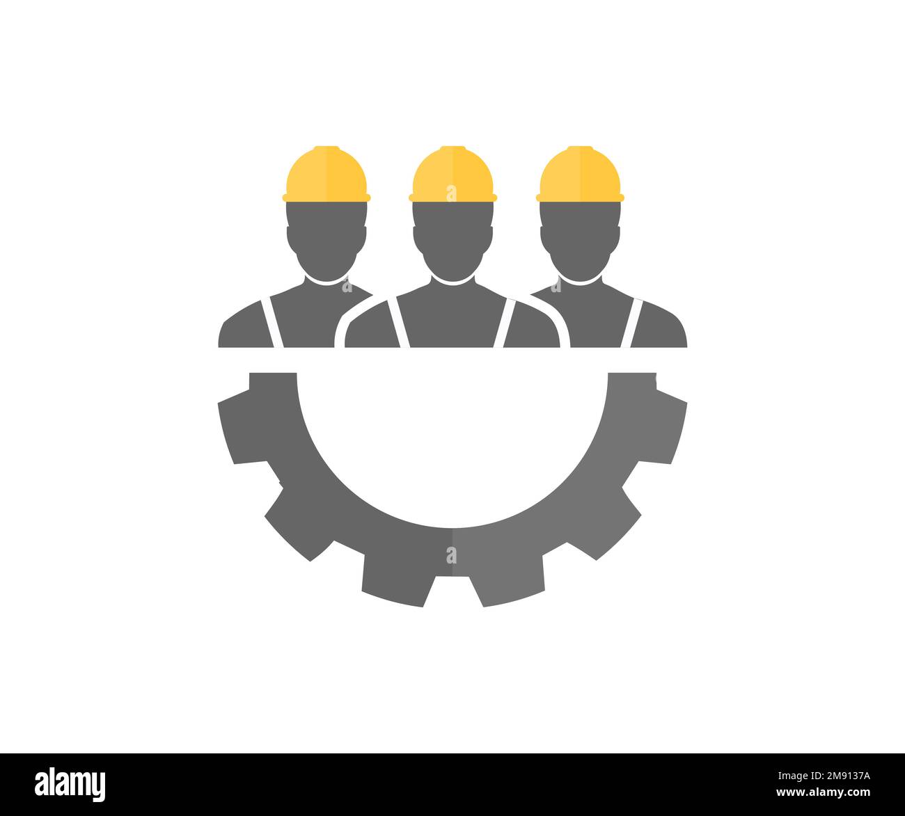 Human resources concept,  recruitment, teamwork, career, construction workers logo design. Employment Job Teamwork, gear wheel, workplace. HRM. Stock Vector