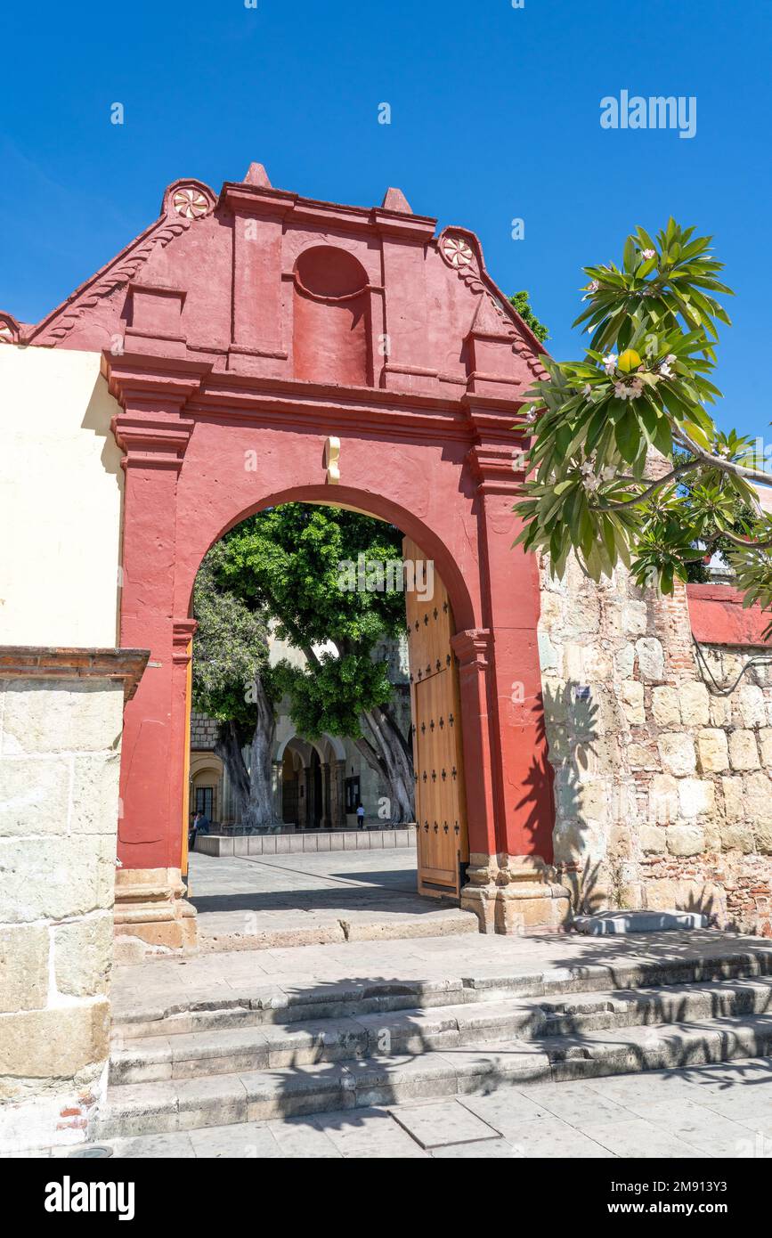 Arched gateway to the grounds of the Church of Carmen Alto in Oaxaca