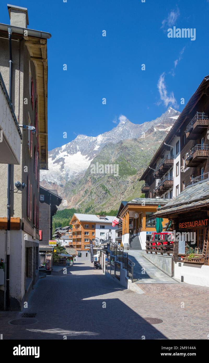 The Dom peak over the Sas Fee - Schwitzerland. Stock Photo