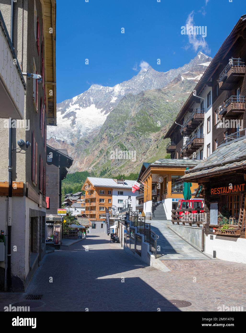 The Dom peak over the Sas Fee - Schwitzerland. Stock Photo