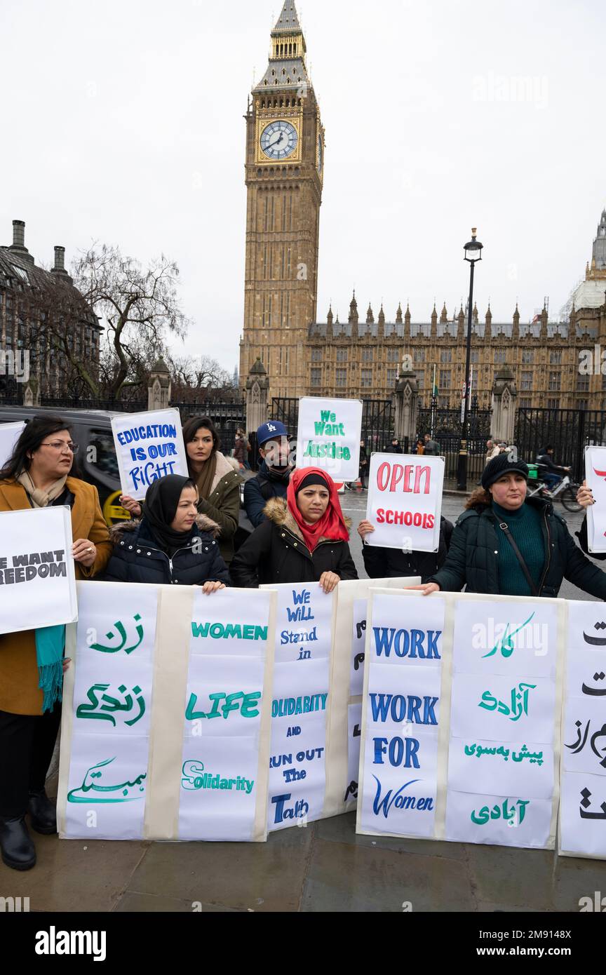 On January 14th 2023 a group of Afghan women demonstrate in Parliament