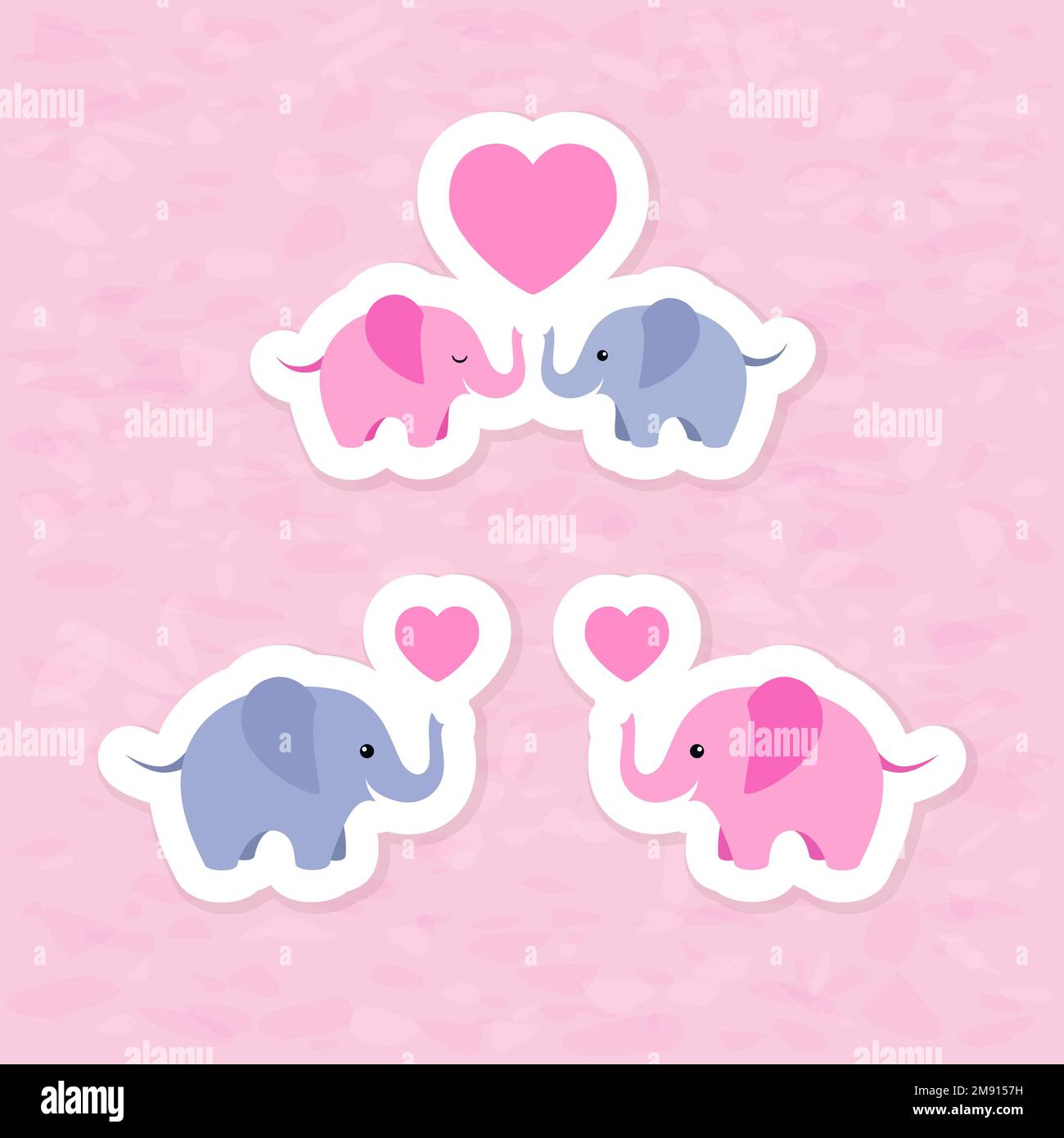 Cute cartoon elephant with heart sticker set Stock Vector Image & Art