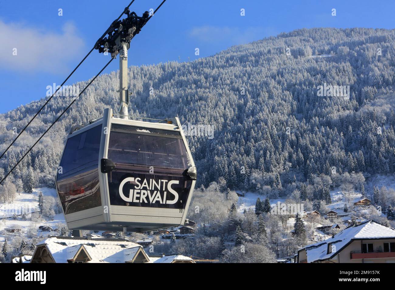 Lift. Saint-Gervais-les-Bains. Haute-Savoie. Auvergne-Rhône-Alpes. France. Europe. Stock Photo
