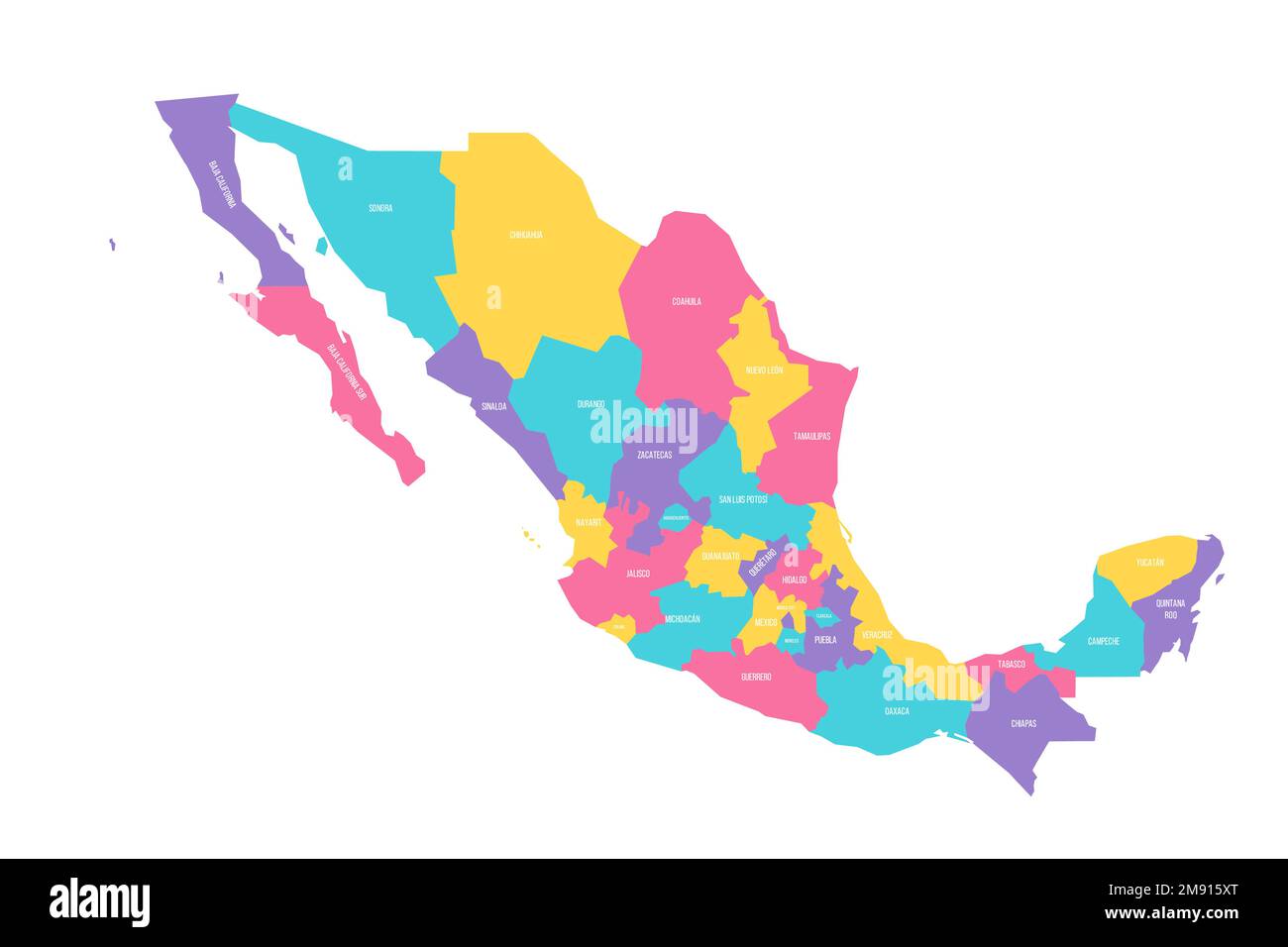 Mexico political map of administrative divisions states and Mexico