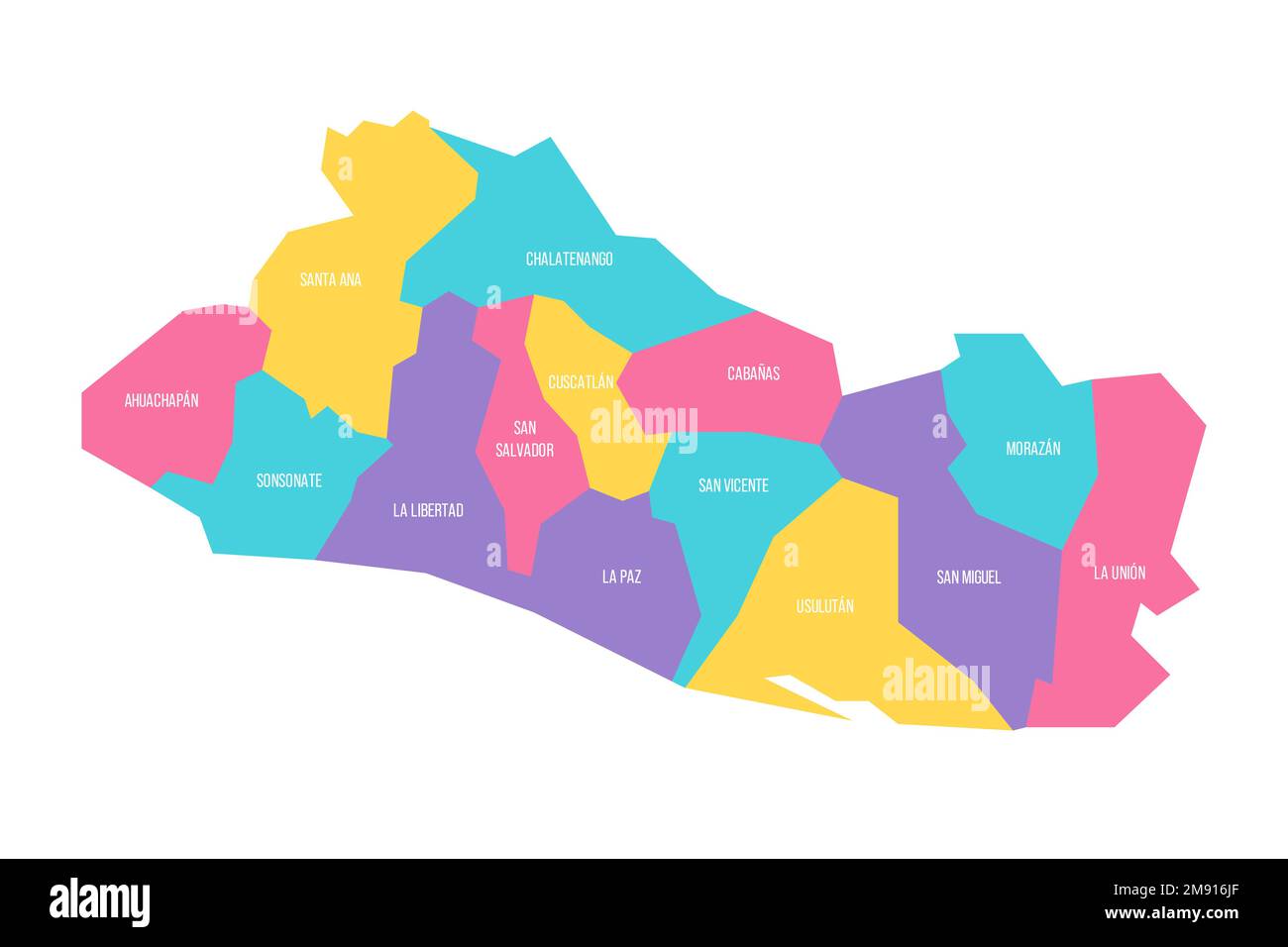 El Salvador political map of administrative divisions departments