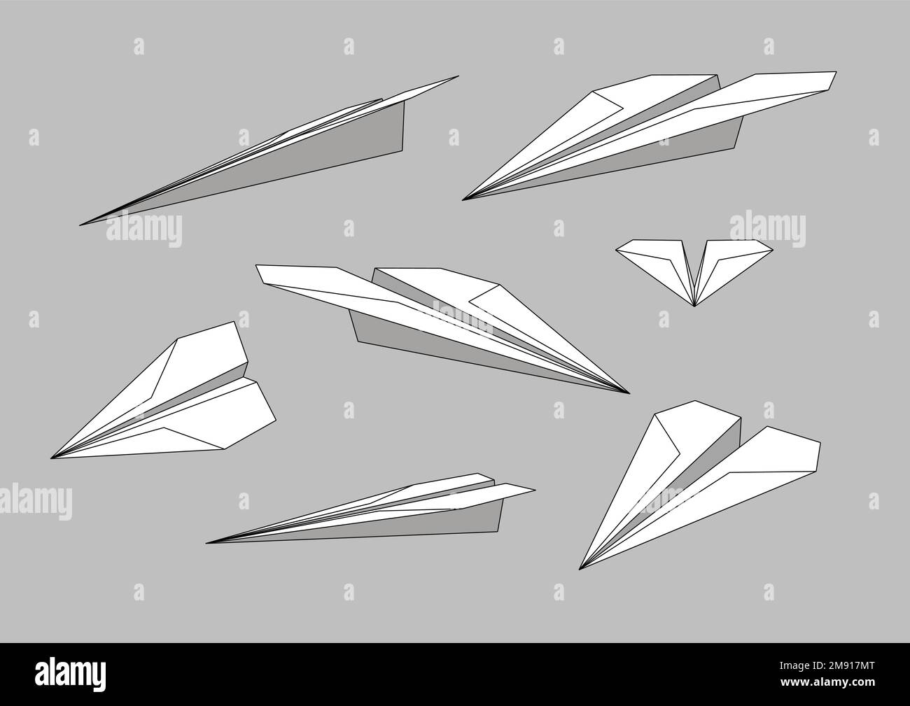 vector seamless pattern with line origami paper airplane Stock Vector