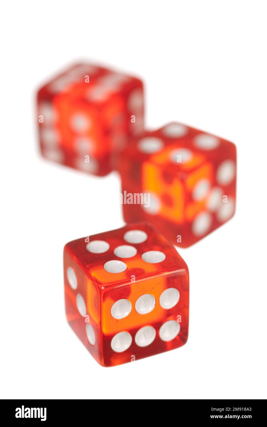 Three red dice on white Stock Photo Alamy