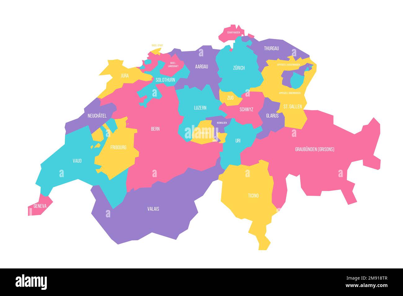 Switzerland political map of administrative divisions - cantons ...