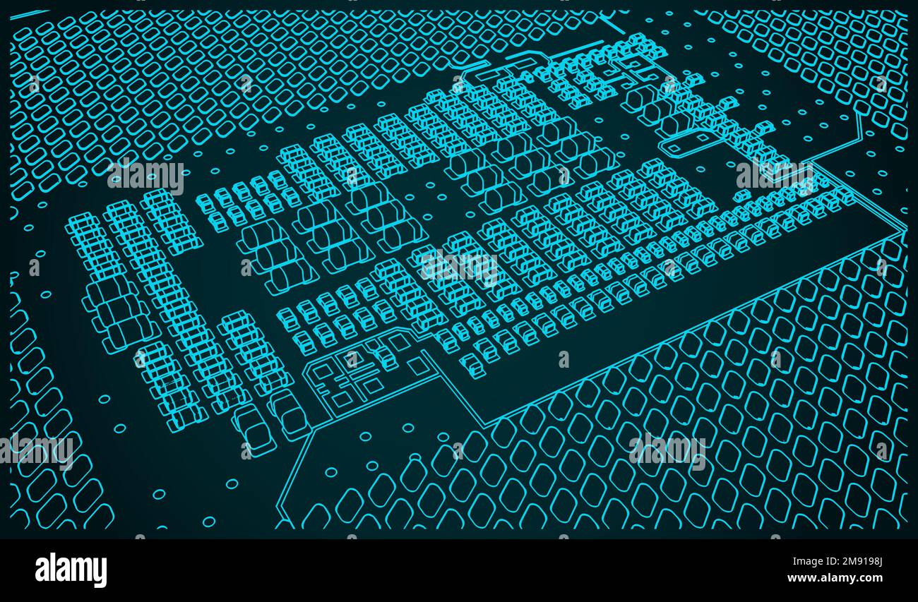 Stylized vector illustration of a modern central processing unit close up Stock Vector