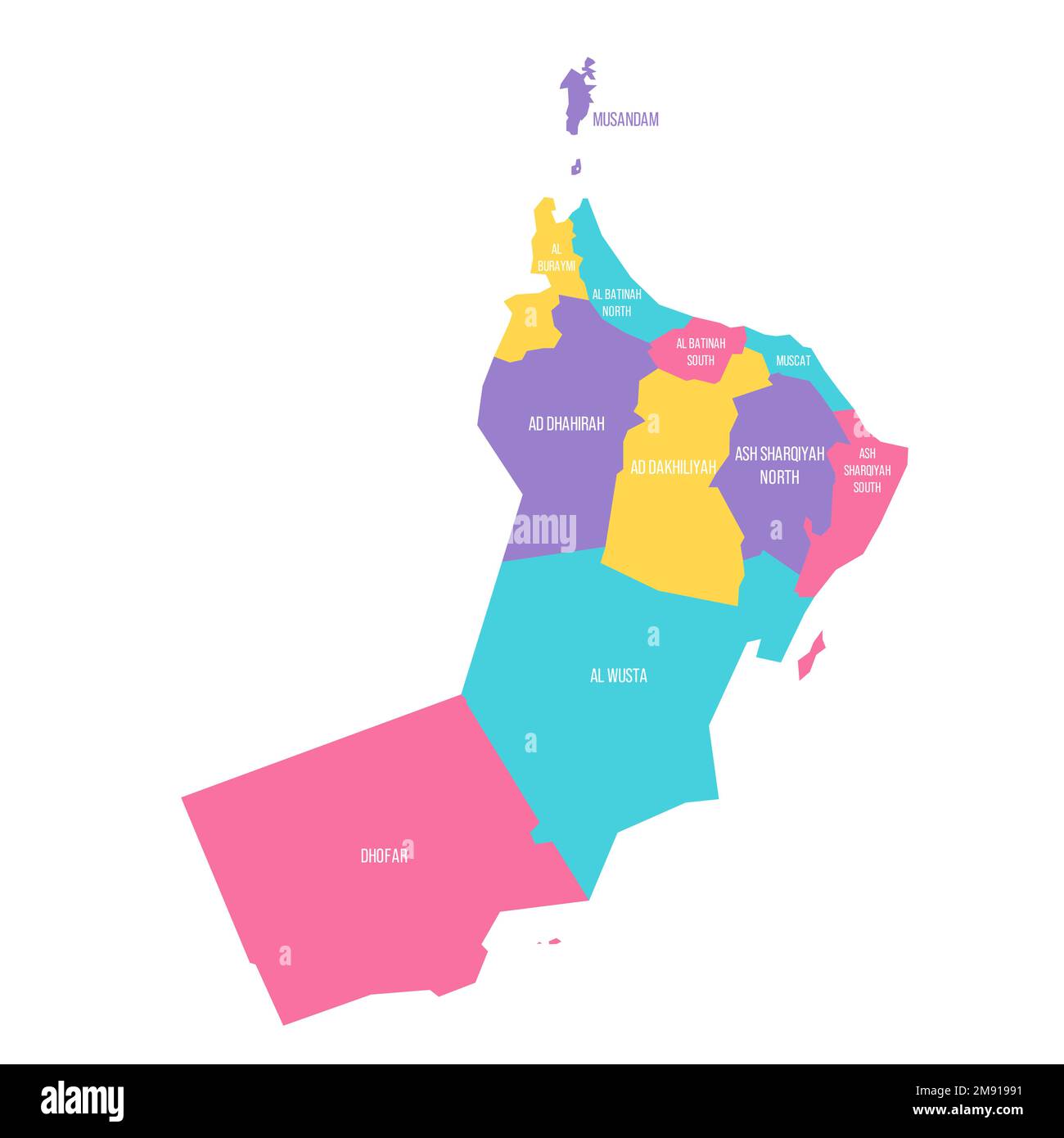 Oman Political Map Of Administrative Divisions Governorates Colorful Oman Political Map Of Administrative Divisions Governorates Colorful Vector Map With Labels 2M91991