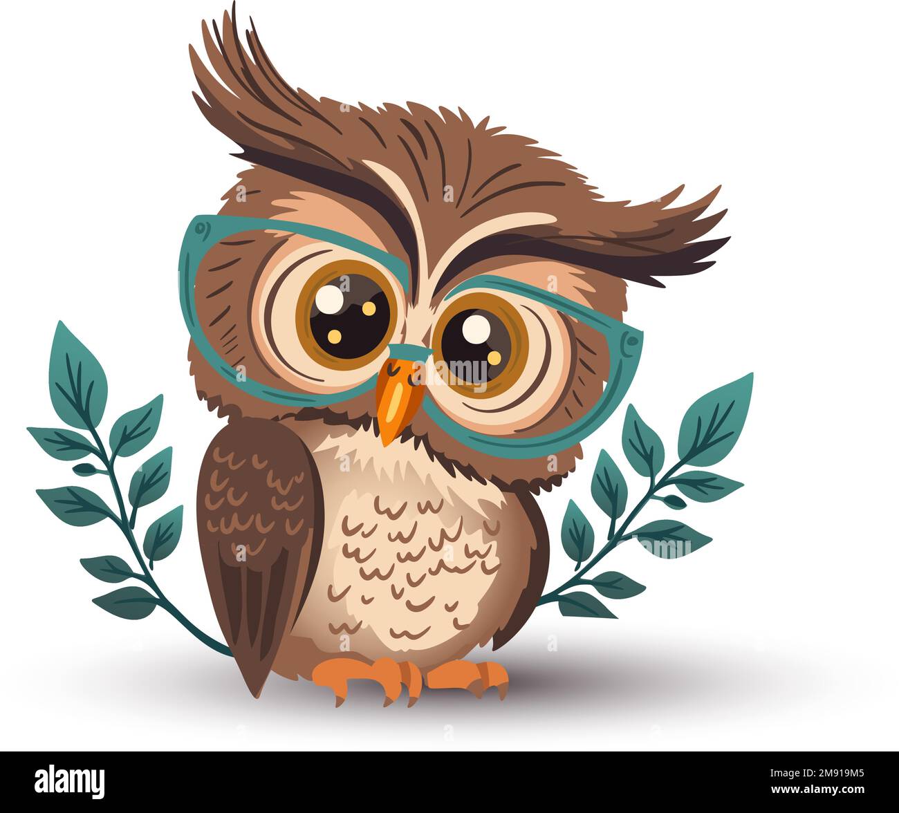 Cute cartoon owl vector funny animal. Vector illustration. Smart wise  character in glasses, kids print bird card Stock Vector Image & Art - Alamy