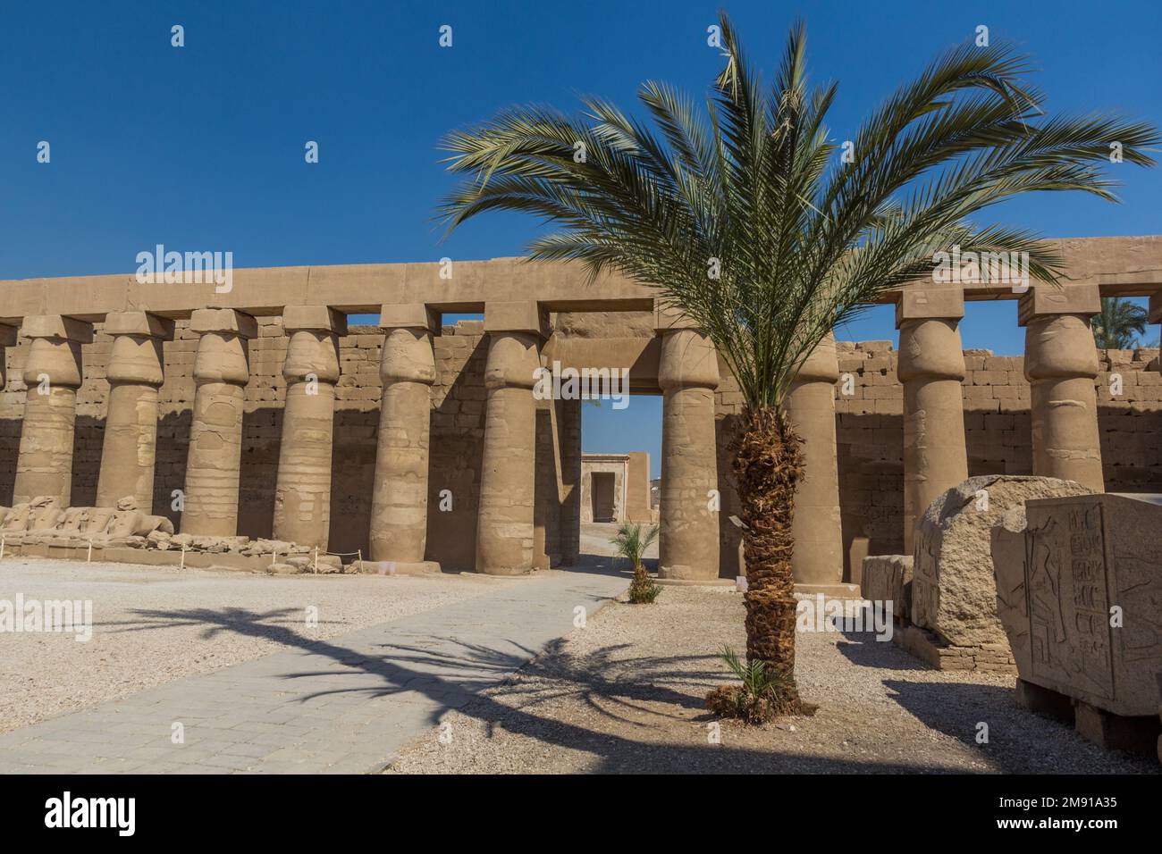 Columns of the Great Court in the Amun Temple enclosure in Karnak ...