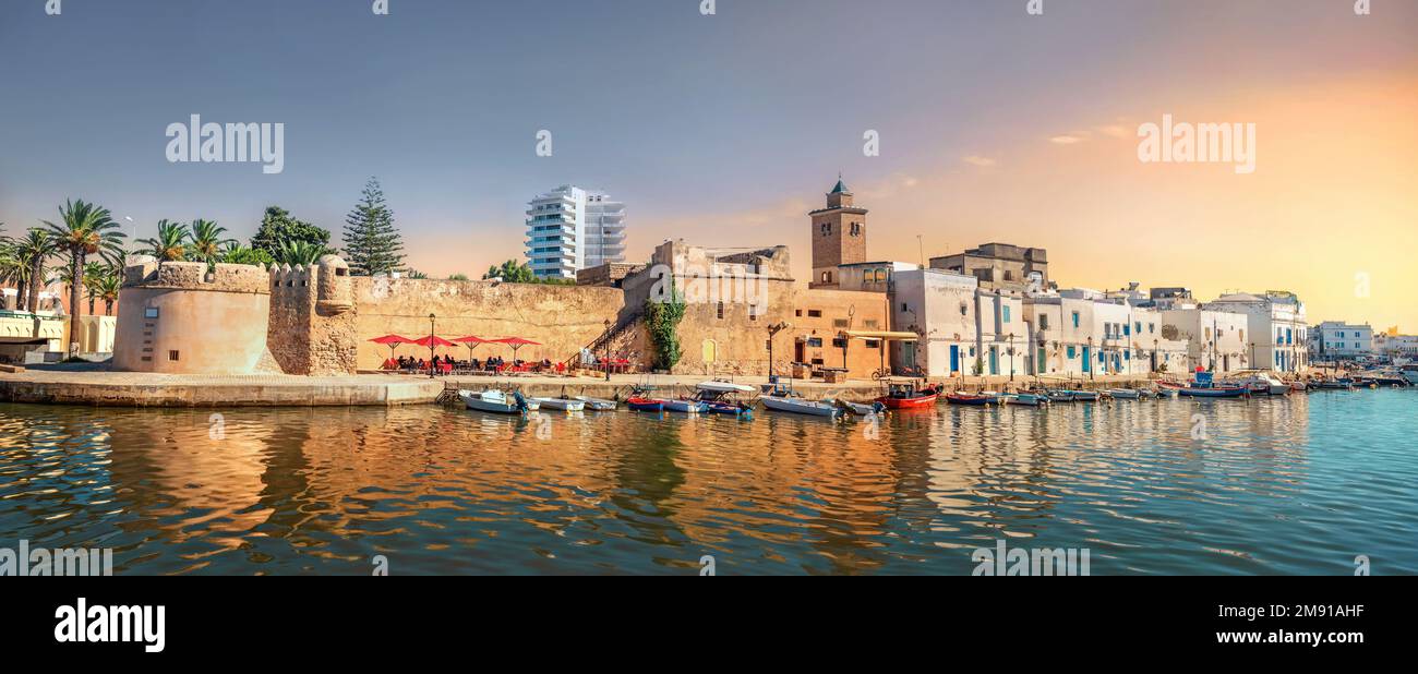 Panoramic view of waterfront with historic buildings in old port of ...