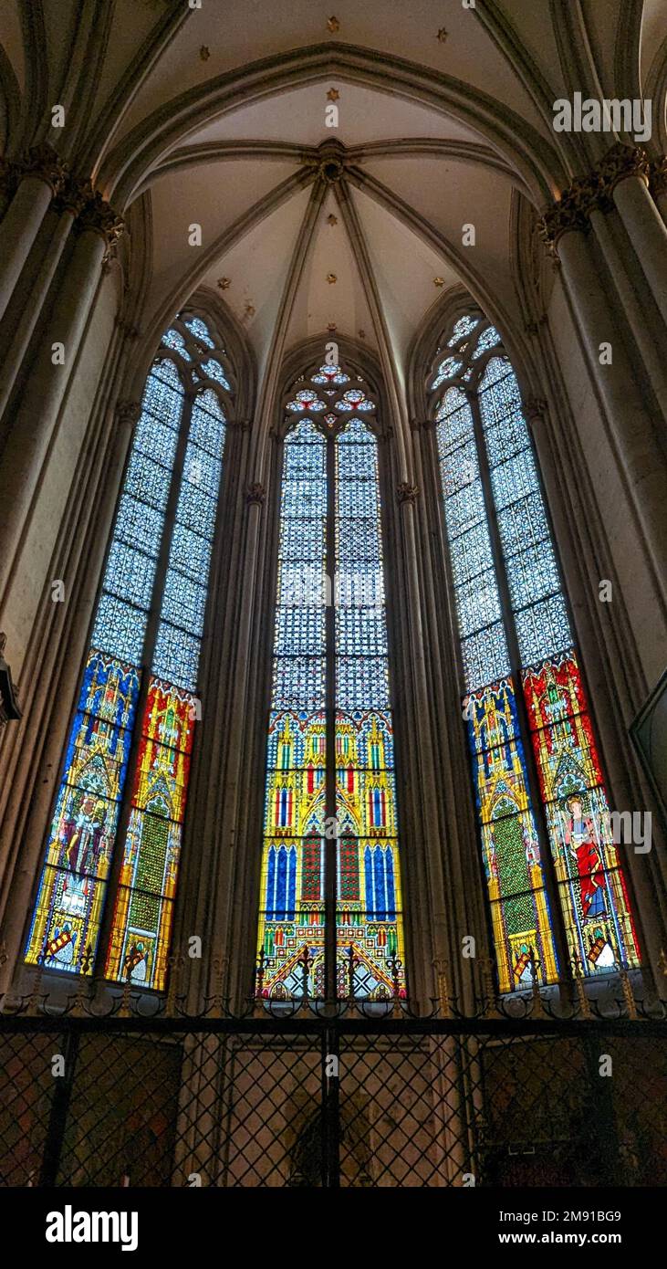 Stained glass window, Cologne cathedral Stock Photo Alamy
