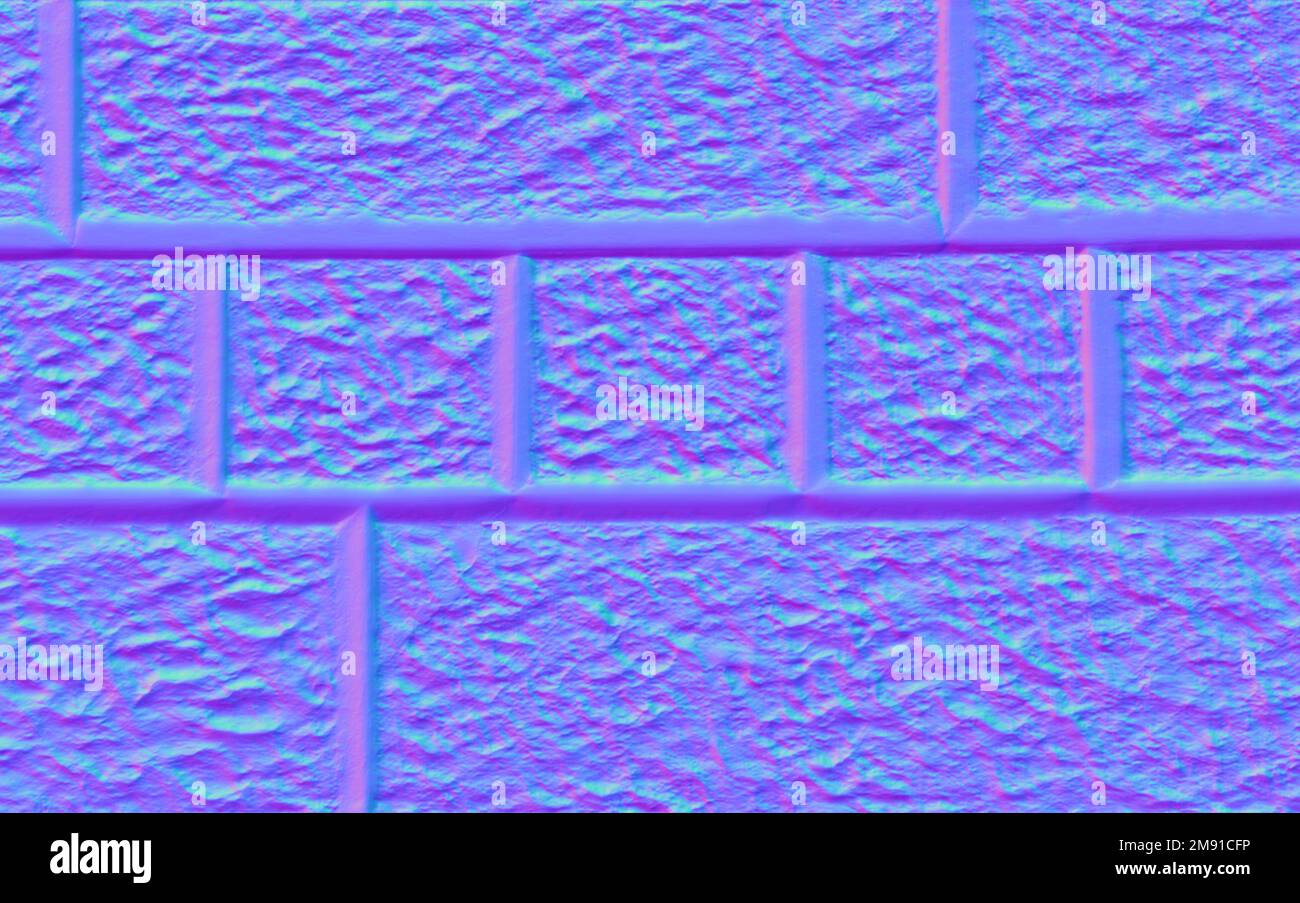 Normal map Wall bricks, normal mapping Stock Photo