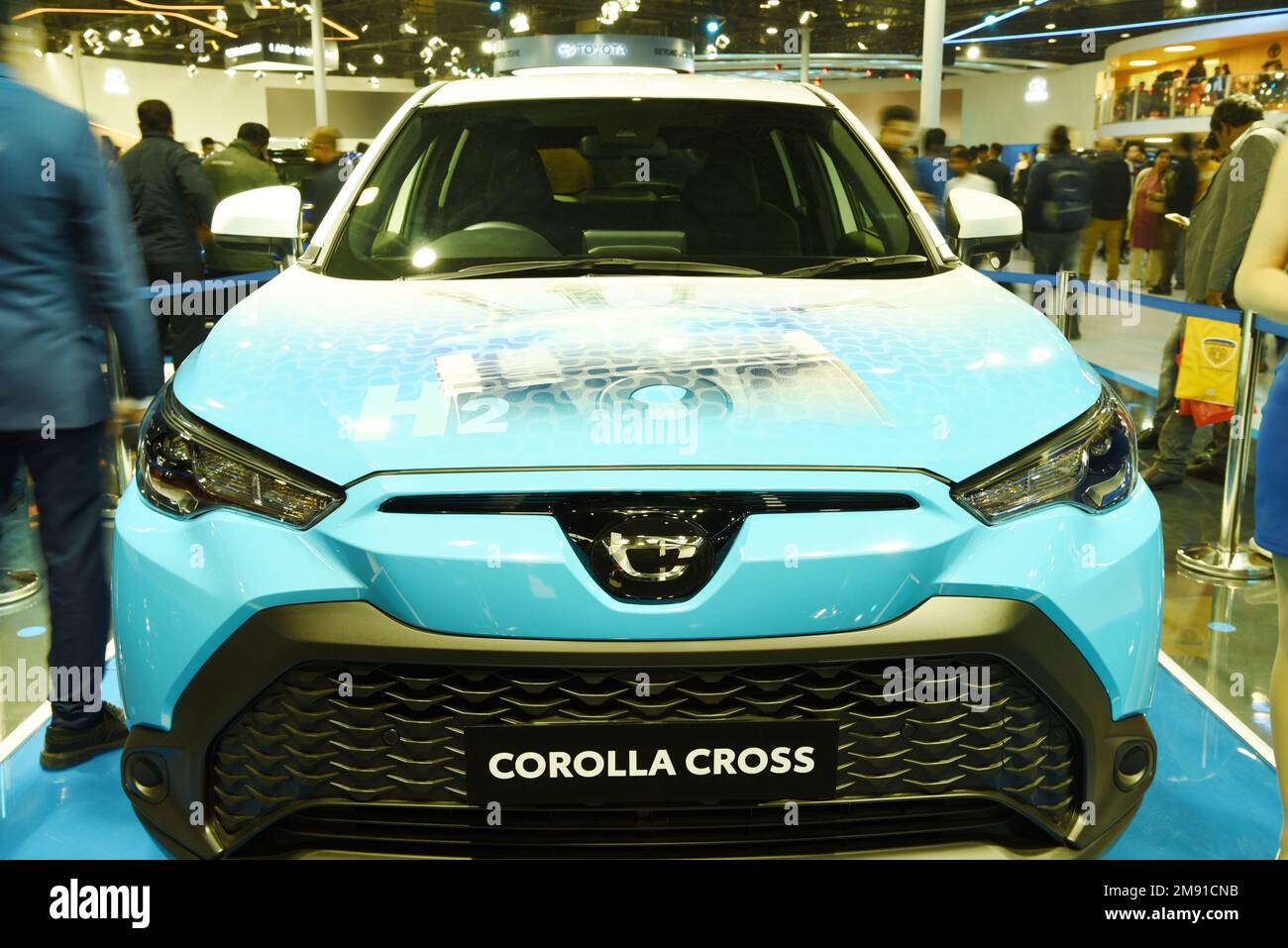 GREATER NOIDA, INDIA - JANUARY 13, 2023: Toyota Corolla Cross H2 Concept car is on display at Auto Expo 2023 car show at India Expo Mart, Greater Noid Stock Photo
