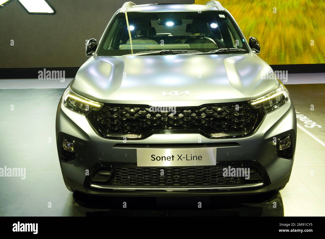 GREATER NOIDA, INDIA - JANUARY 13, 2023: Kia Motors Sonet X-Line Car Is ...