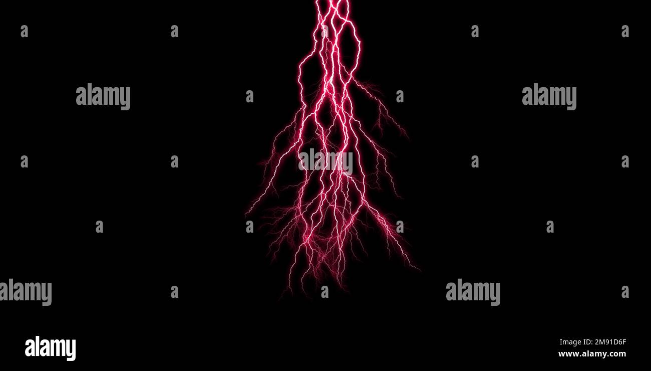Lightning on the black background Stock Photo - Alamy