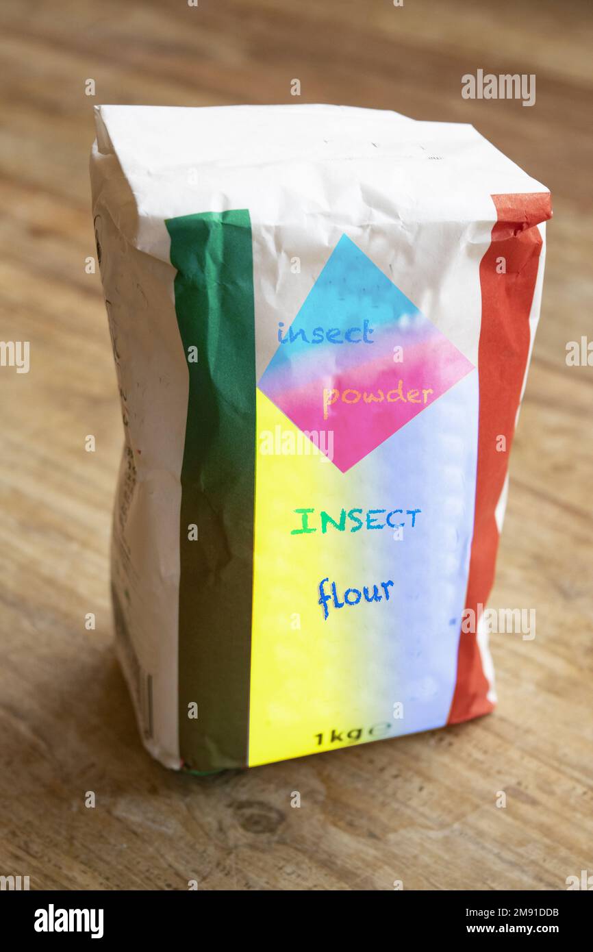 high protein insect flour obtained by grinding various insects Stock ...