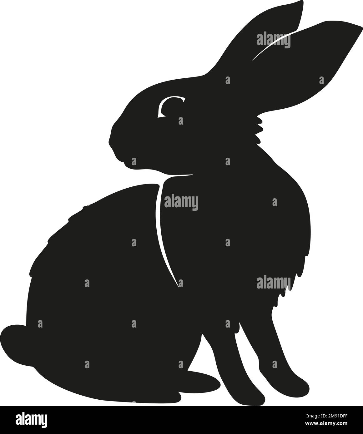 Rabbit bunny sitting silhouette Easter vector animal ear black shape spring graphic Stock Vector