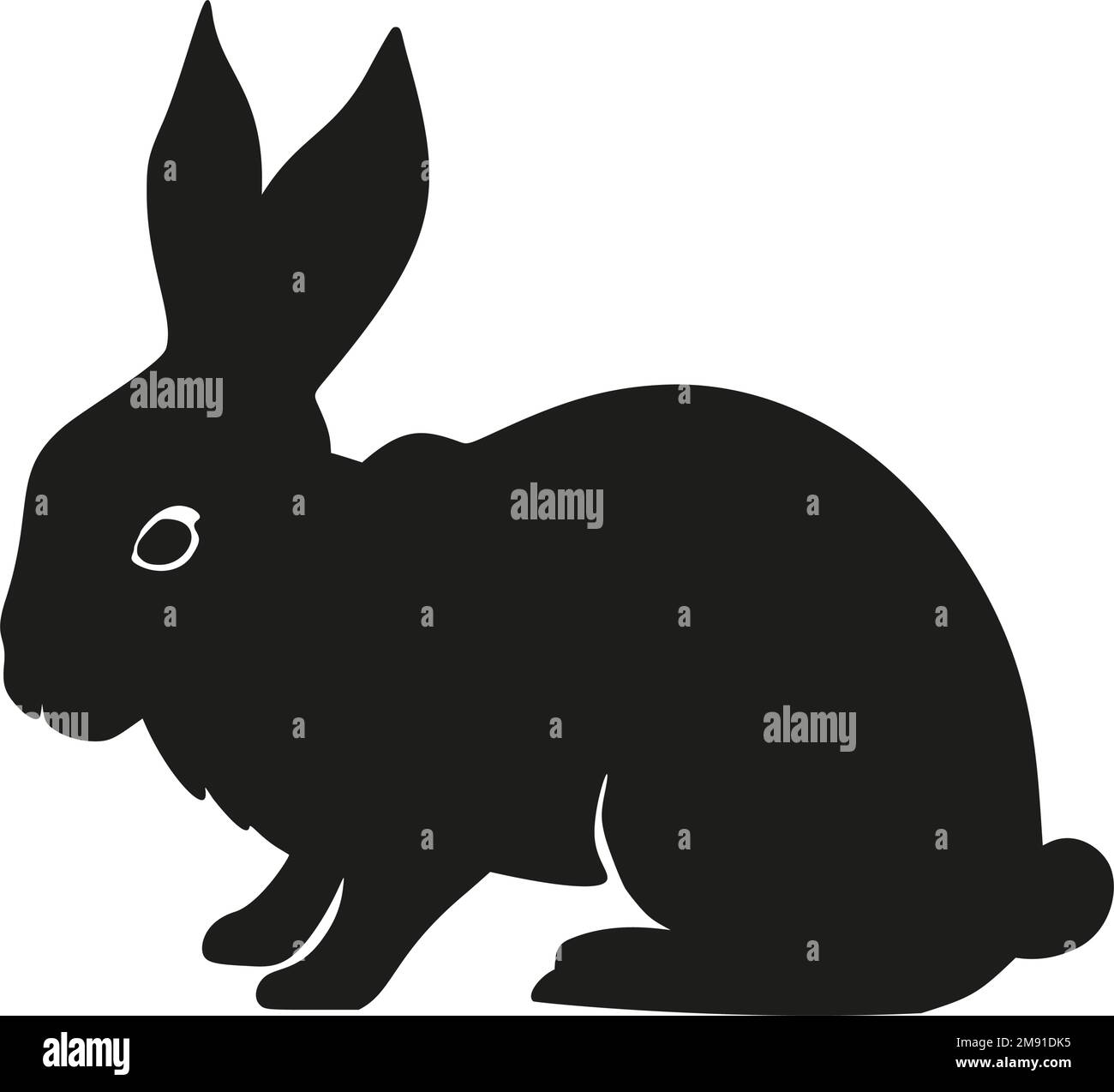 Rabbit bunny silhouette Easter vector animal ear black shape spring graphic Stock Vector