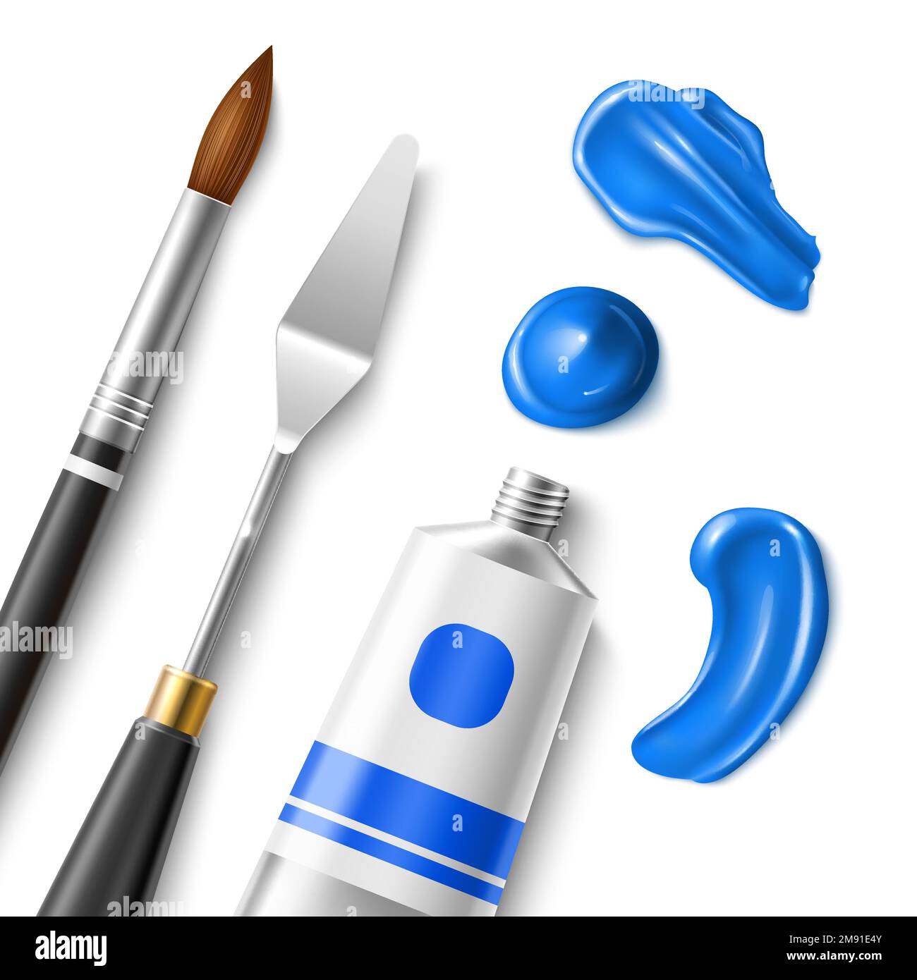 Art palette with brushes and paints 3D model