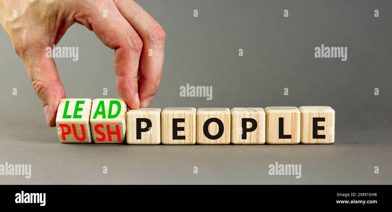 Lead or push people symbol. Concept word Lead people and Push people on ...