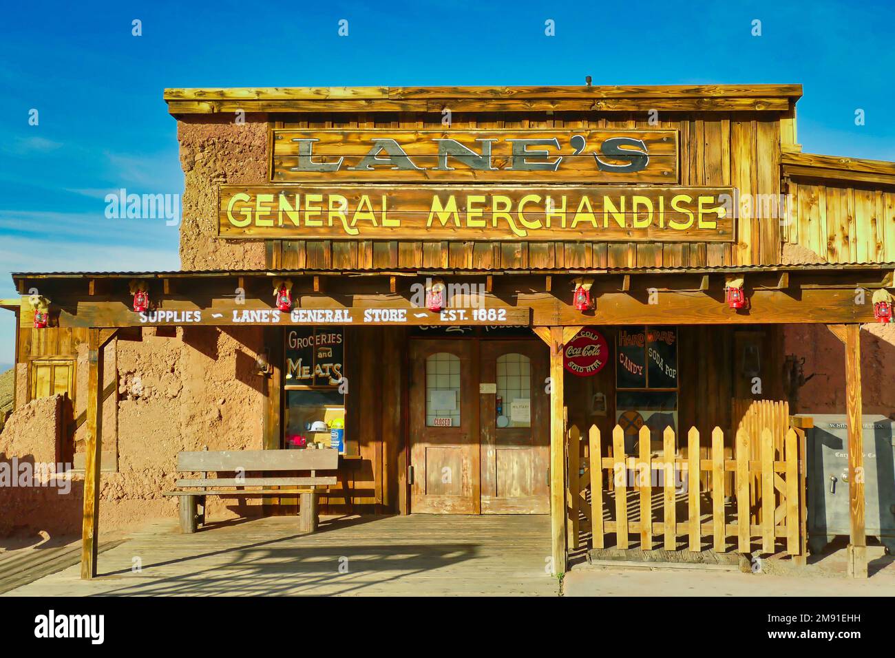The general store in the ghost town of Calico, a former Wild West mining town, San Bernardino County, California, USA Stock Photo