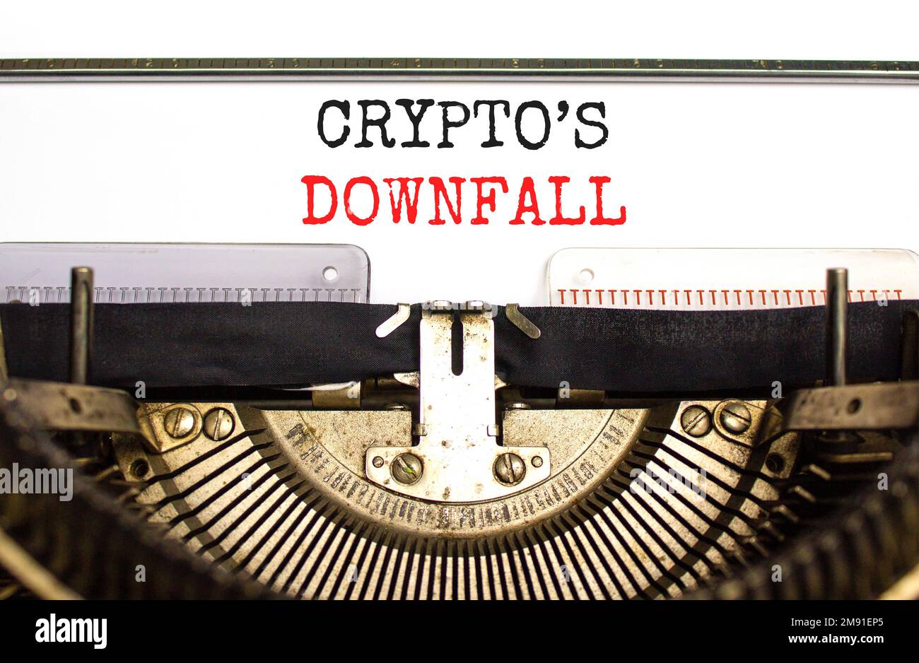 Crypto downfall symbol. Concept words Cryptos downfall typed on old retro  typewriter. Beautiful white background. Business and crypto downfall  concept Stock Photo - Alamy