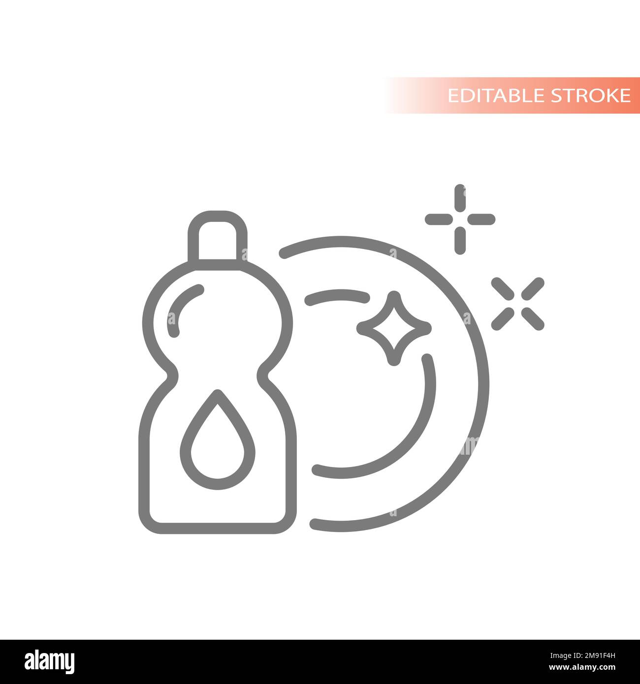 Cleaning dishes detergent bottle vector icon. Clean plate and product