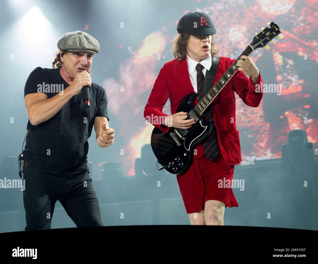 AC/DC in concert in the Gelredome Arnhem with the show Highway to Hell. Holland. May 2015. vvbvanbree fotografie. Stock Photo