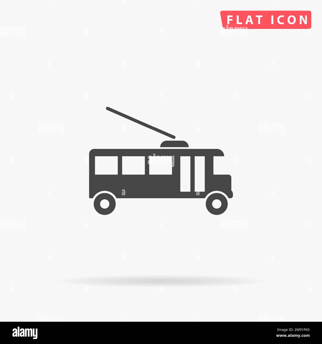 Trolleybus flat vector icon. Hand drawn style design illustrations. Stock Vector