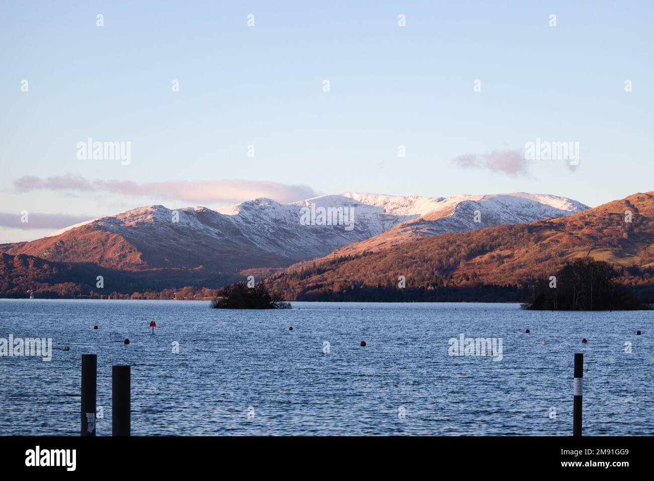 Lake Windermere Cumbria 16th January 2023 .UK Weather Last of the days