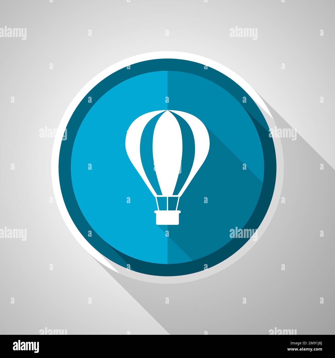 Balloon, air transport symbol, flat design vector blue icon with long shadow Stock Vector