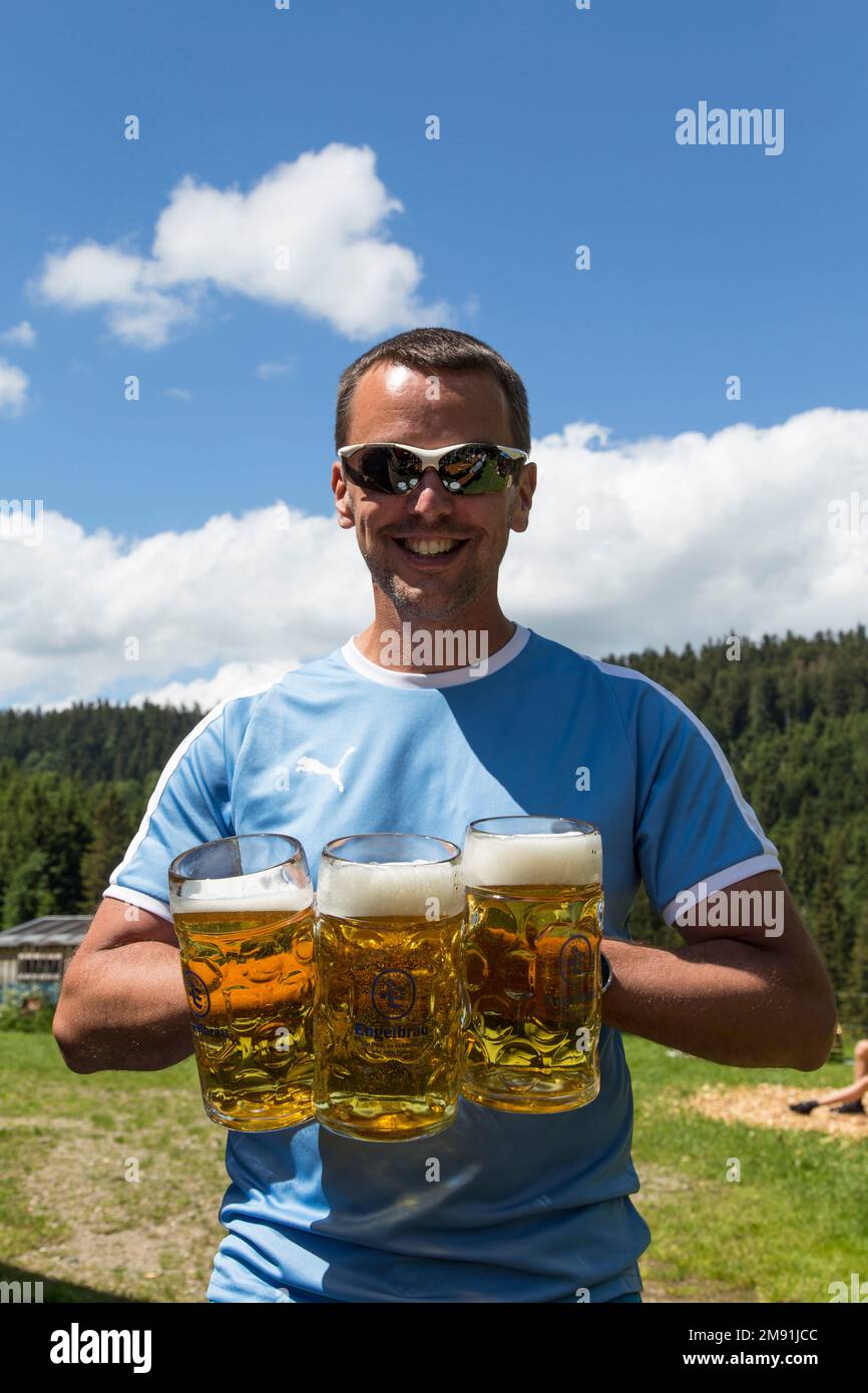 Bavarian beer jugs Stock Photo