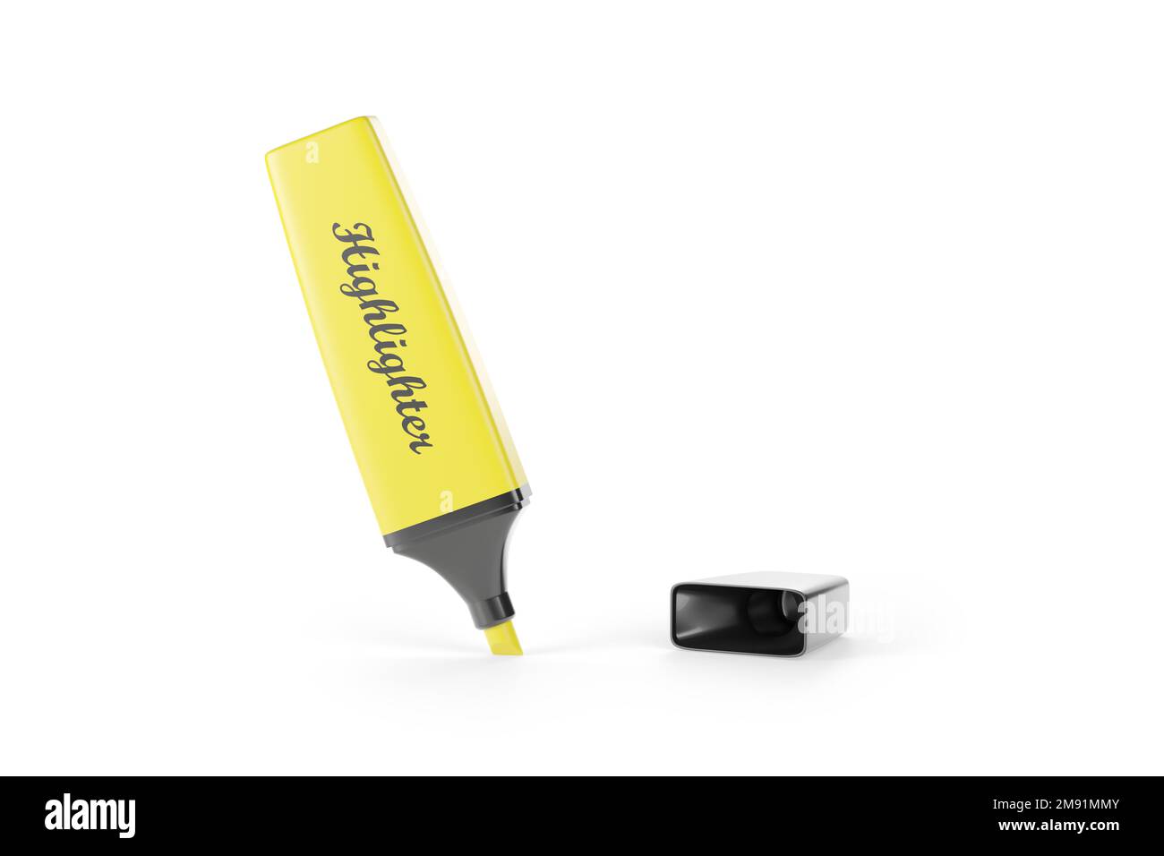 Yellow highlighter isolated on white background. 3d illustration Stock Photo Alamy