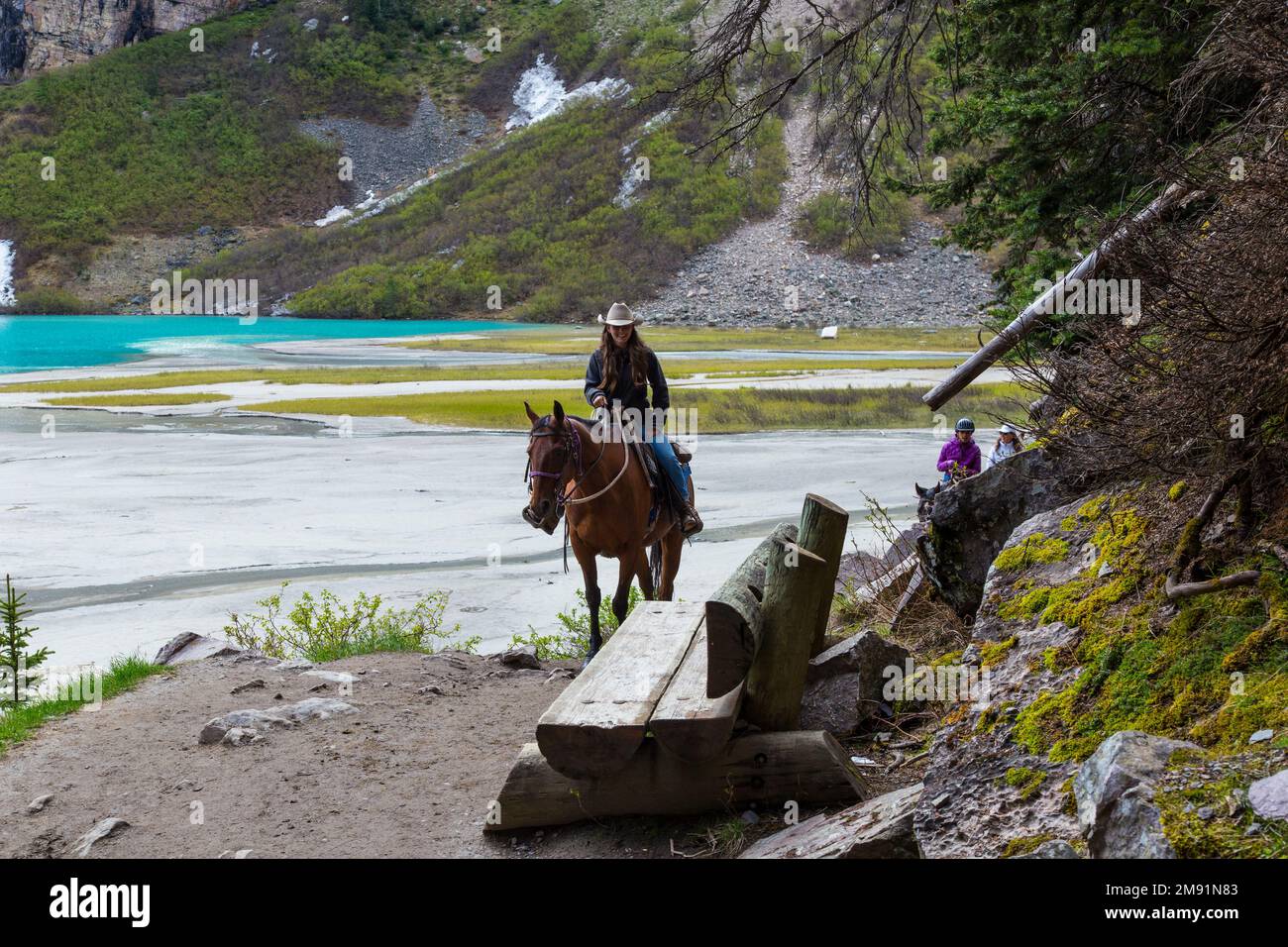 Horse rider, Lake Louise, Alberta, Canada Stock Photo Alamy