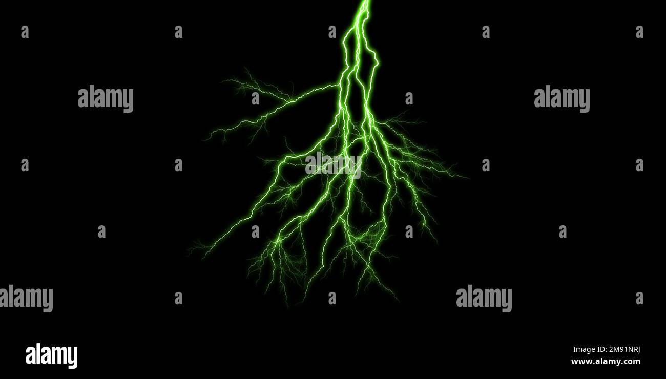 Lightning on the black background Stock Photo - Alamy