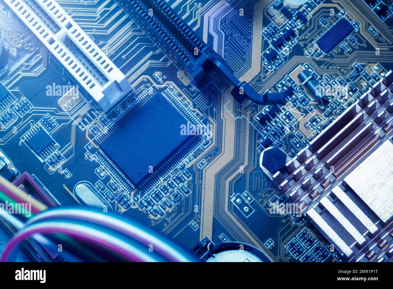 Computer circuit board. Electronic circuit. Computer technology concept Stock Photo